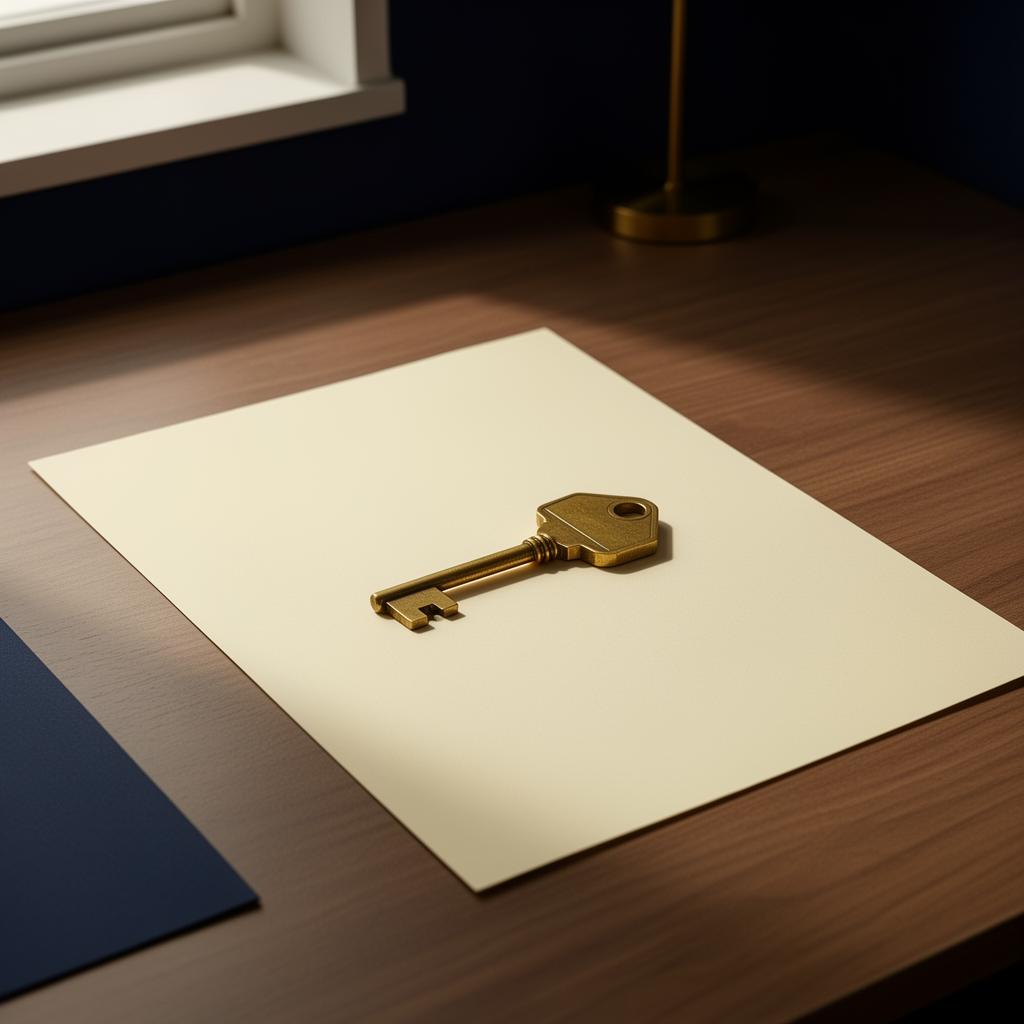 Brass key on closing document
